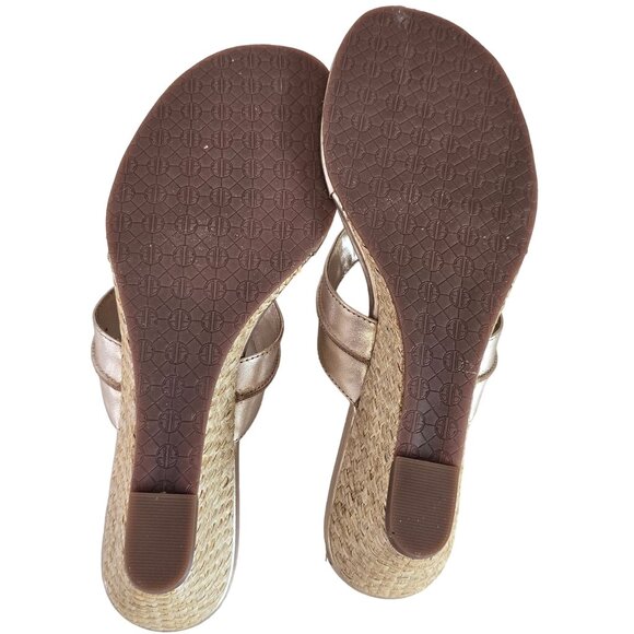 Lilly Pulitzer mckim Gold Wedge espadrille Sandals Size 9.5 With Braided Heel - Picture 11 of 12